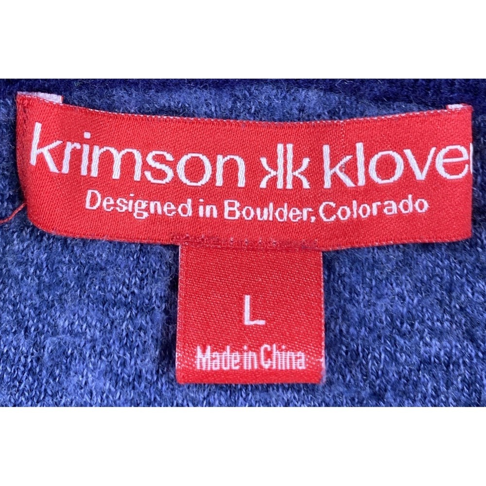 Krimson Klover Merino Blend Hoodie Pullover Women's Large Blue Thumb Holes - Picture 6 of 7